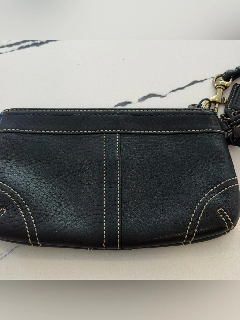 Coach Black Leather Wristlet with Brass Eyelet Lace Detail - Picture 3 of 16